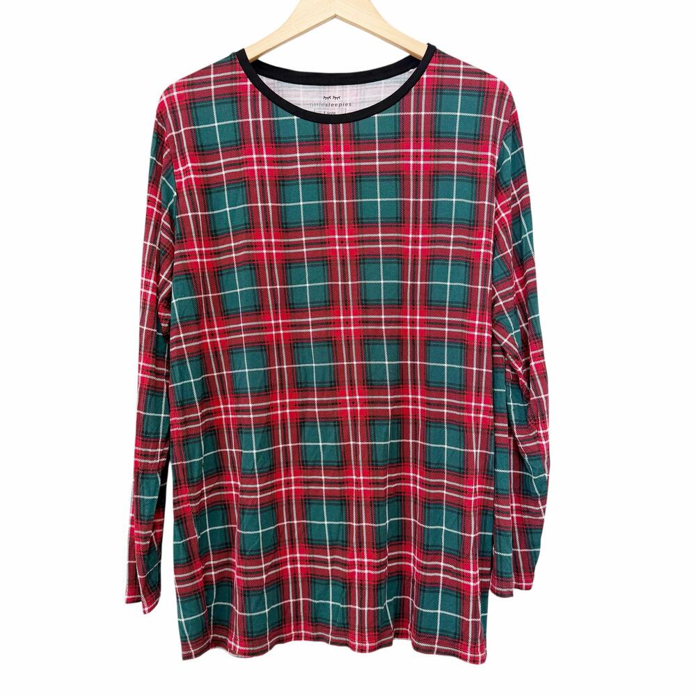 Little Sleepies Red Green Plaid Long Sleeve Pajama Top Sz L